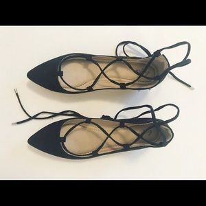 Black lace up flats